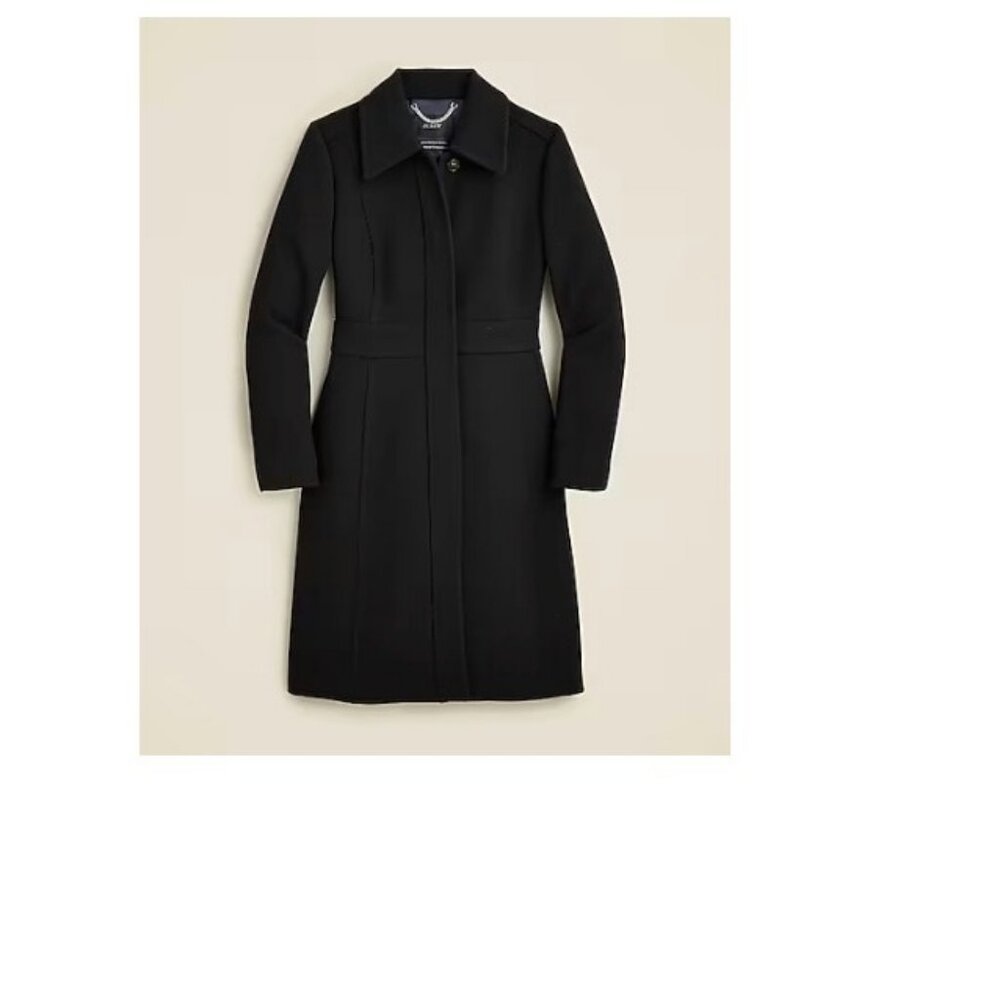 J.Crew $398 New Lady Day Topcoat Italian Wool Black Size 12 BM964